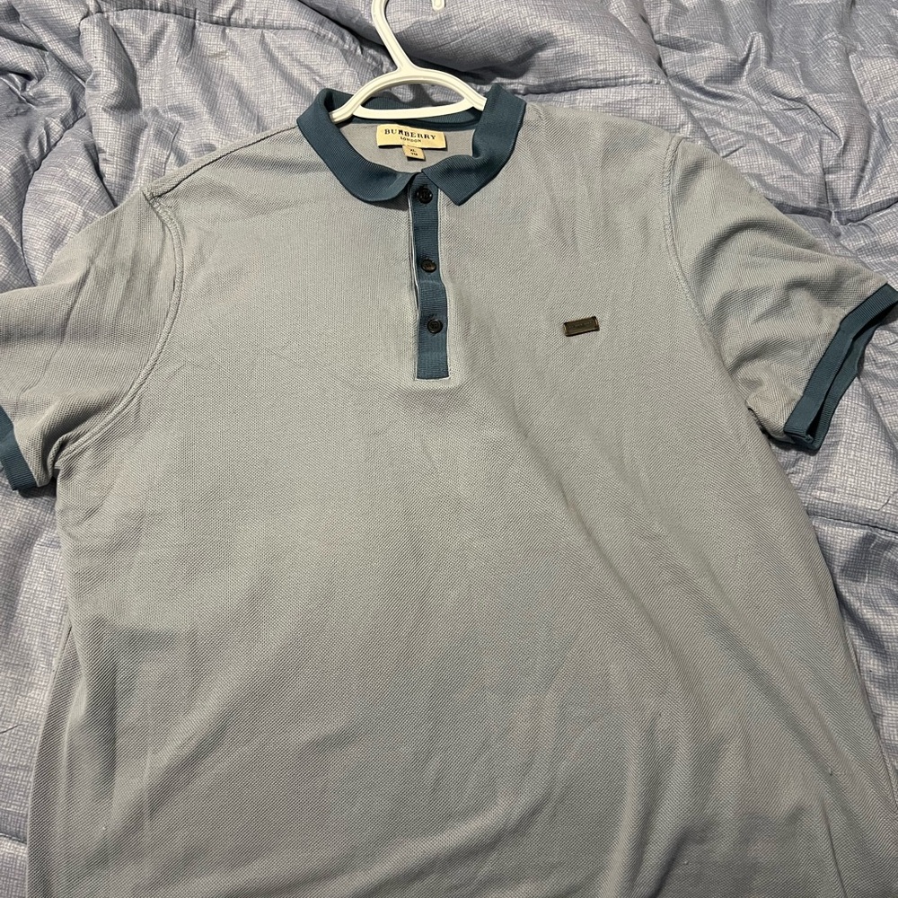 BURBERRY Mens Men's Blue Polo Shirt